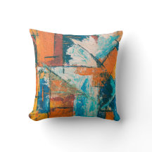 Teal & Oranje Impasto Abstract