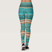Teal Oranje patroon Leggings (Achterkant)