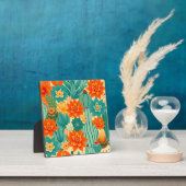 Teal Oranje Woestijn Cactus Bloei Fotoplaat (Insitu)