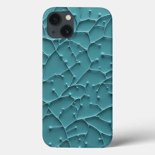 Teal Organische Textuur iPhone Hoesje Moderne Stij (Achterkant)