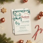  Teal Ornament Christmas Party Invitation Art Kaart