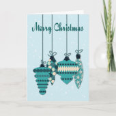 Teal Ornaments Christmas Kaart (Voorkant)