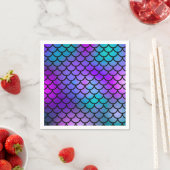 Teal Paars Roze Blauwe Zeemeermin Schubben Fantasi Servet (Insitu)