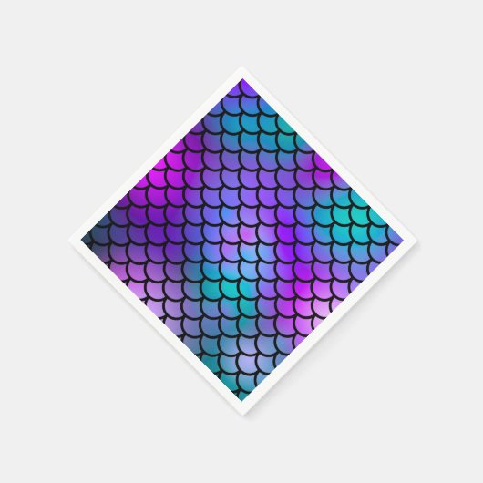 Teal Paars Roze Blauwe Zeemeermin Schubben Fantasi Servet (Hoek)