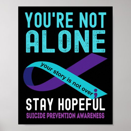 Teal Paarse Lint Steun Preventie van Zelfmoord Bew Poster (Voorkant)