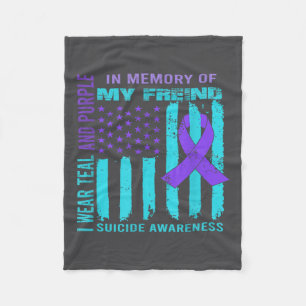 Teal Paarse Lint Zelfmoord Bewustzijn Vlag Vriend  Fleece Deken