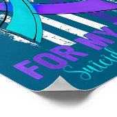 Teal Paarse Lint Zelfmoordbewustzijn Vlag Oom Poster (Hoek)