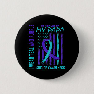 Teal Paarse Lint Zelfmoordbewustzijnsvlag Papa Bac Ronde Button 5,7 Cm