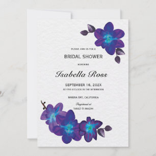 Teal Paarse Orchidee Bruidsfeest Uitnodiging Print