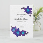 Teal Paarse Orchidee Bruidsfeest Uitnodiging Print (Staand voorkant)