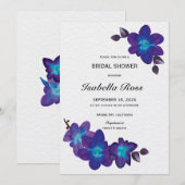 Teal Paarse Orchidee Bruidsfeest Uitnodiging Print (Voorkant / Achterkant)