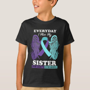 Teal Paarse Vleugel Miss Sister Zelfmoordpreventie T-shirt