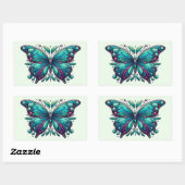 Teal & Paarse Vlinder 4 Rechthoekige Sticker (Vel)