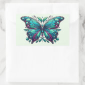 Teal & Paarse Vlinder 4 Rechthoekige Sticker (Tas)