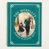Teal & Pale Yellow Oval Photo Family Planner (Voorkant)