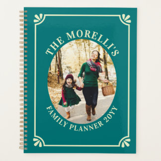 Teal & Pale Yellow Oval Photo Family Planner
