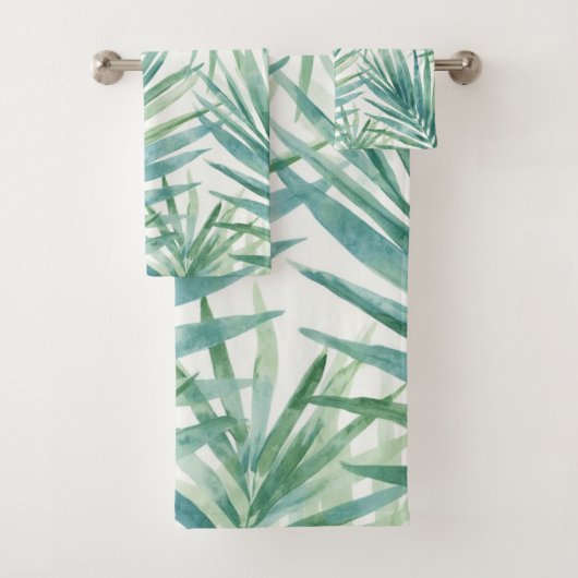 Teal palmbloemen bad handdoek (Insitu)