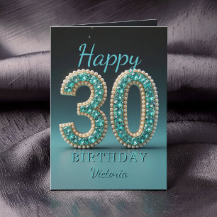 Teal Parel Diamant Glam 30e Verjaardagsgroet Kaart