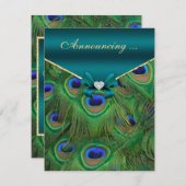 Teal Pauw Huwelijksaankondiging Aankondiging (Voorkant / Achterkant)