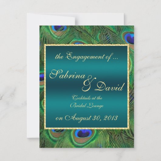 Teal Pauw Verlovingsaankondiging Aankondiging (Achterkant)
