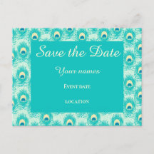 Teal pauwenveer save the date 