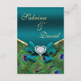 Teal Pauwontvangstkaart Informatiekaartje