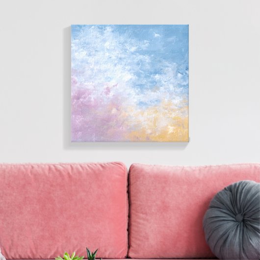 Teal & Peach Textured Abstract Canvas Print (Insitu (Woonkamer))