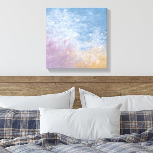 Teal & Peach Textured Abstract Canvas Print (Insitu (Slaapkamer))
