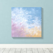 Teal & Peach Textured Abstract Canvas Print (Insitu (Houten vloer))
