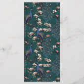 Teal Peacock Hand-Drawn Wedding Menu (Achterkant)