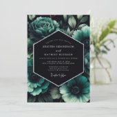 Teal Penumbral Bloom Wedding Kaart (Staand voorkant)