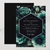 Teal Penumbral Bloom Wedding Kaart (Voorkant / Achterkant)