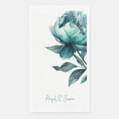 Teal Peony Personalized Names Wedding II Servet (Voorkant)