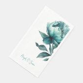 Teal Peony Personalized Names Wedding II Servet (Hoek)