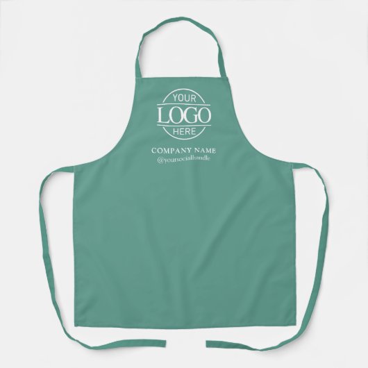 Teal Personalized Apron with Logo Custom Uniform Schort (Voorkant)