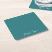Teal Personalized Names Wedding  Kartonnen Onderzetters (Schuin)