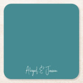 Teal Personalized Names Wedding  Kartonnen Onderzetters (Voorkant)