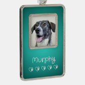 Teal Pet Photo Ornament - Frame, Custom Keepsake (Rechts)