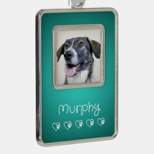Teal Pet Photo Ornament - Frame, Custom Keepsake (Rechts)
