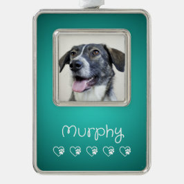Teal Pet Photo Ornament - Frame, Custom Keepsake