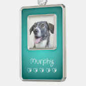 Teal Pet Photo Ornament - Frame, Custom Keepsake (Links)