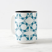 Teal Petal Modern Geometric Tweekleurige Koffiemok (Voorkant links)
