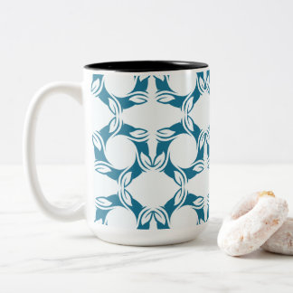 Teal Petal Modern Geometric Tweekleurige Koffiemok