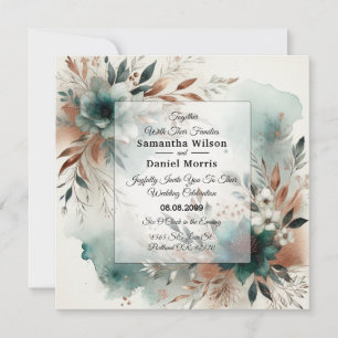 Teal Petals in Bronze Bloom Trouwkaart Kaart