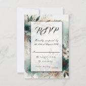 Teal Petals in Bronze Bloom Wedding RSVP Kaartje (Voorkant)