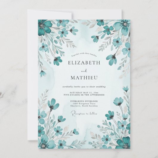 Teal Picturesque Spring Wedding Kaart (Voorkant)