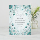 Teal Picturesque Spring Wedding Kaart (Staand voorkant)