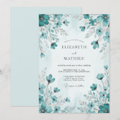 Teal Picturesque Spring Wedding Kaart (Voorkant / Achterkant)
