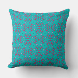Teal Pink Retro Geometry Pillow Kussen