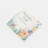 Teal Pink Yellow Pastel Floral 75th Birthday Servet (Hoek)